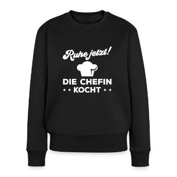 Kochen Die Chefin kocht Hobbyköchin - Frauen Premium Bio Pullover - Schwarz - Vorne - Julia (174cm)