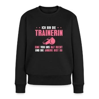 Trainer Spruch Personal Trainerin Geschenkidee - Frauen Premium Bio Pullover - Schwarz - Vorne - Julia (174cm)