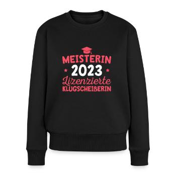 Meisterprüfung bestanden Meisterbrief Meisterin - Frauen Premium Bio Pullover - Schwarz - Vorne - Julia (174cm)