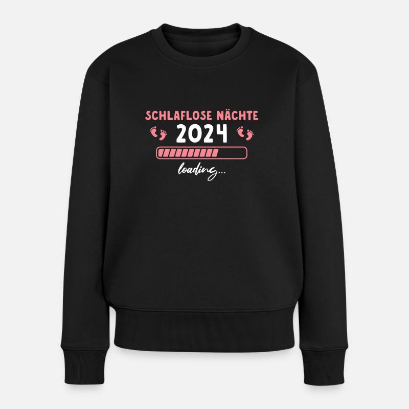 Schlaflose Nächte 2024 Werdende Mama - Frauen Premium Bio Pullover - Schwarz