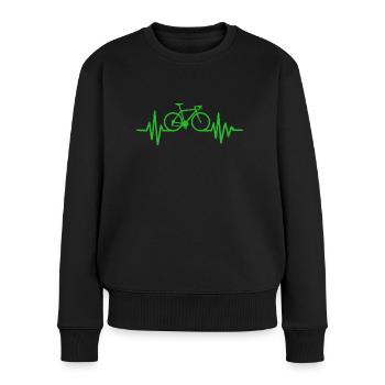 Fahrrad Radfahrer Radfahren Radsport Herzschlag - Frauen Premium Bio Pullover - Schwarz - Vorne - Julia (174cm)