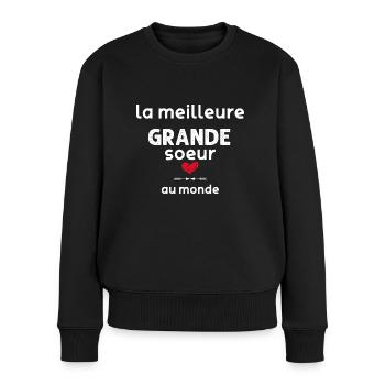 Ma Grande Soeur message Tendresse Pour Toi - Pull Premium bio Femme - noir - Devant - Julia (174cm)