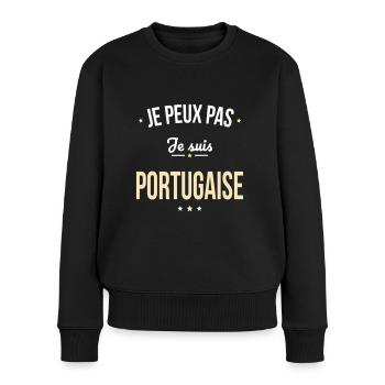 Je peux pas je suis Portugaise - Pull Premium bio Femme - noir - Devant - Julia (174cm)