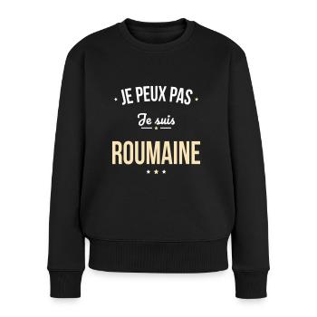 Je peux pas je suis Roumaine - Pull Premium bio Femme - noir - Devant - Julia (174cm)
