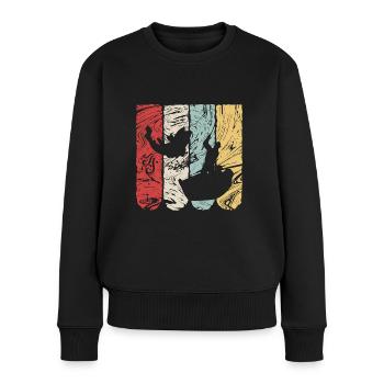 Angler Catches Fish Retro Vintage Gift Idea - Women's Premium Organic Jumper - black - Front - Julia (174cm)