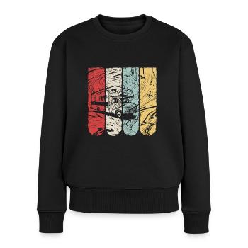 Camping-car Trekking Camping Rétro Cadeau - Pull Premium bio Femme - noir - Devant - Julia (174cm)