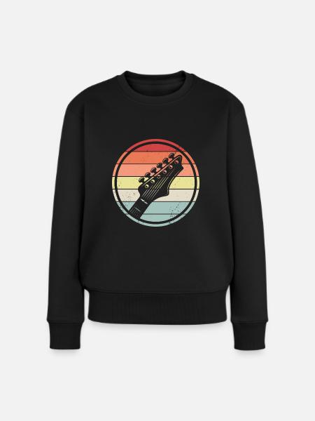 elektrische Gitarre Retro Vintage Gitarrist Musik - Frauen Premium Bio Pullover - Schwarz
