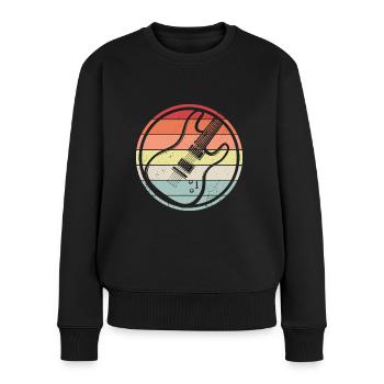Guitare électrique Guitariste Rétro Vintage - Pull Premium bio Femme - noir - Devant - Julia (174cm)