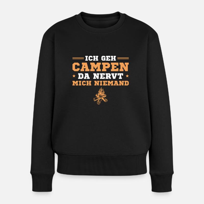 Campen Da nervt mich niemand Camping - Frauen Premium Bio Pullover - Schwarz