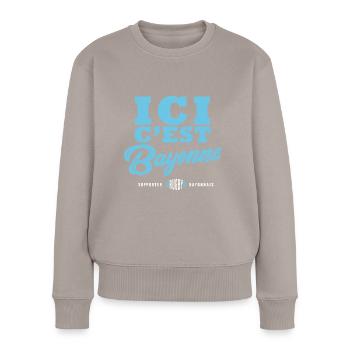 Rugby Supporter Rugby Bayonne Bayonnais - Pull Premium bio Femme - taupe - Devant - Julia (174cm)