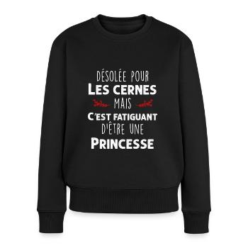 Humour Princesse Cernes Cadeau Femme - Pull Premium bio Femme - noir - Devant - Julia (174cm)