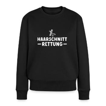 Friseurin Haarschnitt Rettung - Frauen Premium Bio Pullover - Schwarz - Vorne - Julia (174cm)
