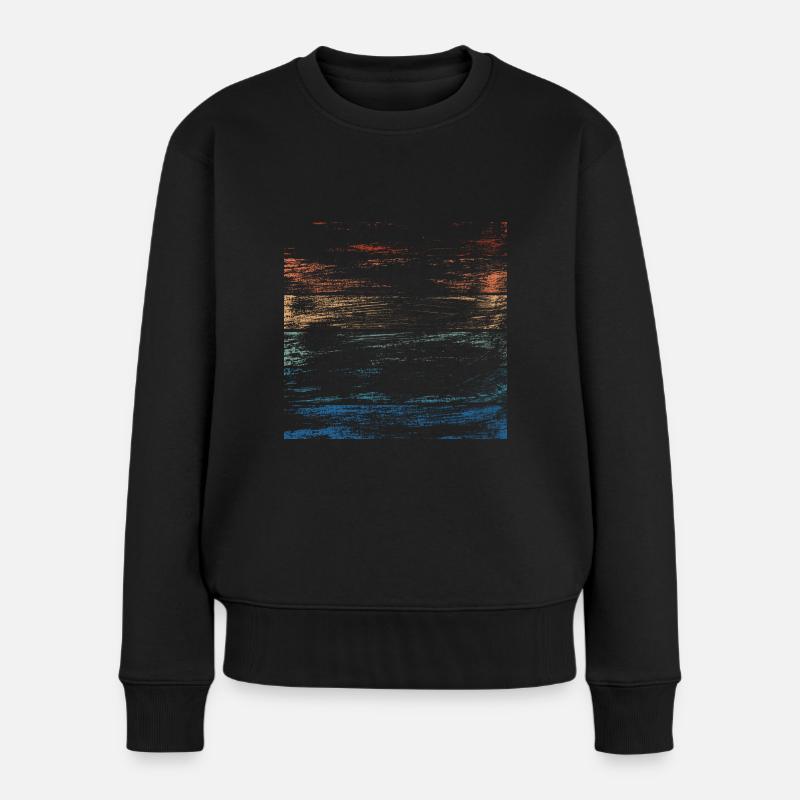 Coups de pinceau rétro arc-en-ciel en détresse - Pull Premium bio Femme - noir