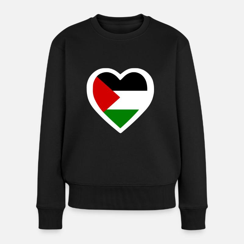 Palestina herz - Frauen Premium Bio Pullover - Schwarz