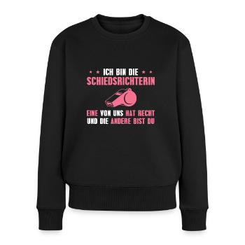 Fußballschiedsrichterin Schiri Schiedsrichterin - Frauen Premium Bio Pullover - Schwarz - Vorne - Julia (174cm)