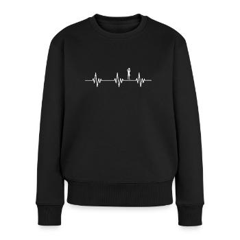 Basketball Herzschlag - Frauen Premium Bio Pullover - Schwarz - Vorne - Julia (174cm)