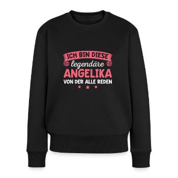 Angelika Vorname Geschenk - Frauen Premium Bio Pullover - Schwarz - Vorne - Julia (174cm)