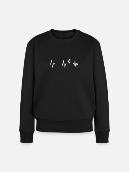 Fußball - Herzschlag - Frauen Premium Bio Pullover - Schwarz