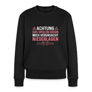Federball Humor Badmintonspielerin - Frauen Premium Bio Pullover - Schwarz - Vorne - Julia (174cm)