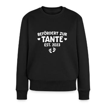Werdende Tante Geschenk Schwangerschaft 2023 - Frauen Premium Bio Pullover - Schwarz - Vorne - Julia (174cm)
