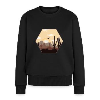 Wüstenlandschaft - Frauen Premium Bio Pullover - Schwarz - Vorne - Julia (174cm)