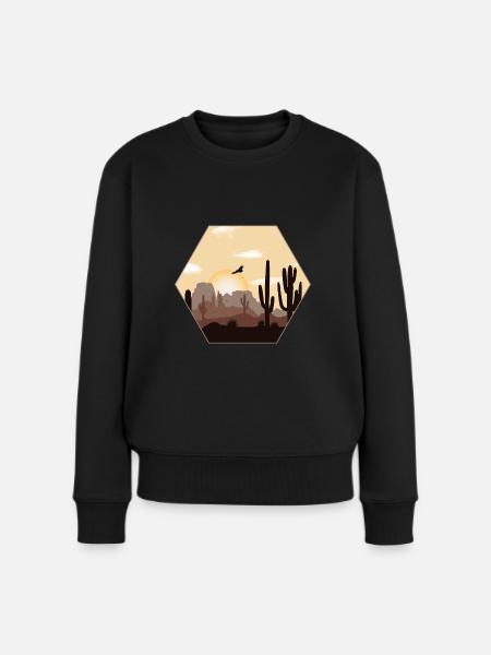 Wüstenlandschaft - Frauen Premium Bio Pullover - Schwarz
