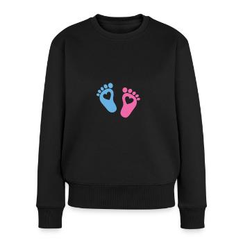 Babyfuesse mit Herzen - Frauen Premium Bio Pullover - Schwarz - Vorne - Julia (174cm)