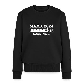 Mama 2024 loading Schwangerschaft ankündigen - Frauen Premium Bio Pullover - Schwarz - Vorne - Julia (174cm)