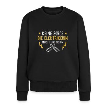 Handwerkerin Elektrikerin Geschenk - Frauen Premium Bio Pullover - Schwarz - Vorne - Julia (174cm)