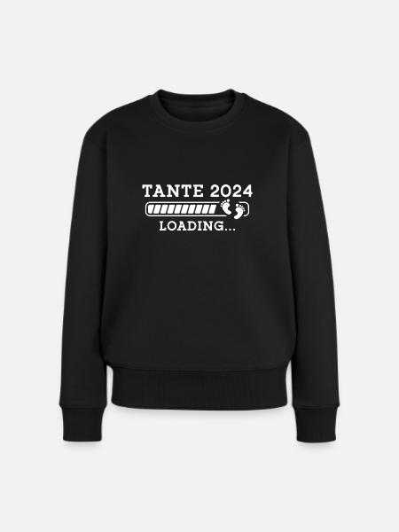 Tante 2024 loading Schwangerschaft ankündigen - Frauen Premium Bio Pullover - Schwarz