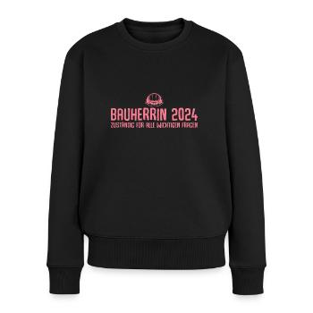 Bauherrin 2024 Neubau Hausbau - Frauen Premium Bio Pullover - Schwarz - Vorne - Julia (174cm)