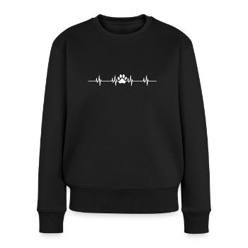 Hundepfote Herzschlag - Frauen Premium Bio Pullover - Schwarz - Vorne - Julia (174cm)