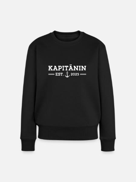 Bootsführerschein bestanden 2023 Kapitänin - Frauen Premium Bio Pullover - Schwarz