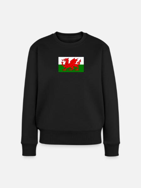 Wales Flagge - Frauen Premium Bio Pullover - Schwarz