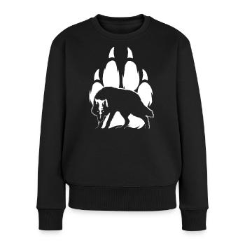 Silhouette und Wolfspfote - Frauen Premium Bio Pullover - Schwarz - Vorne - Julia (174cm)