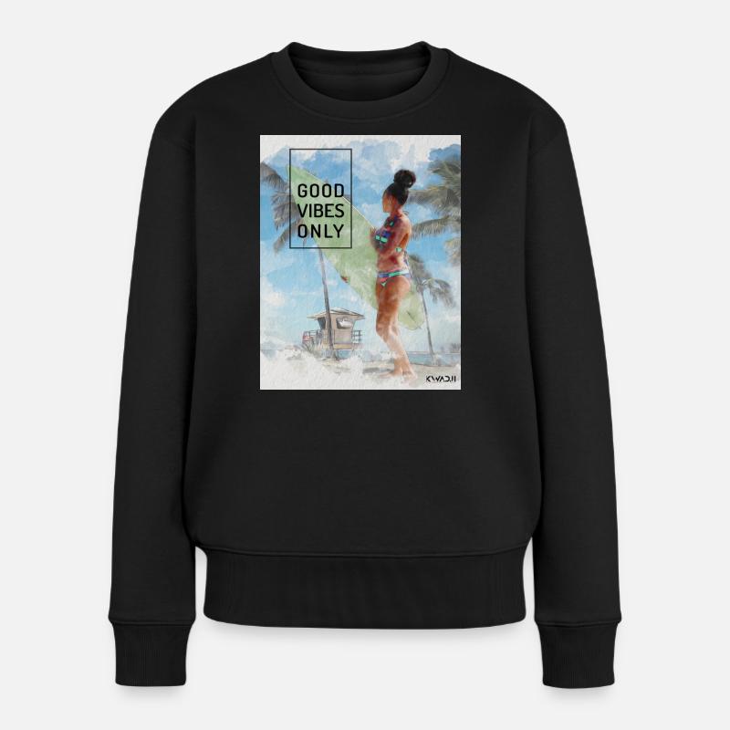 Beach Surfer Girl – Ondes positives - Pull Premium bio Femme - noir