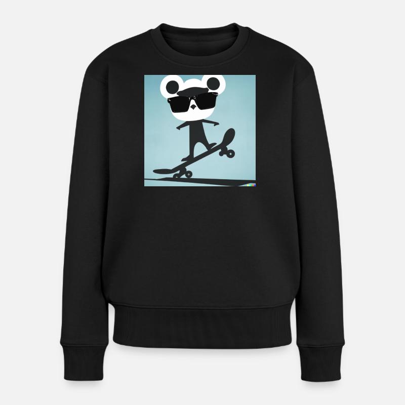 Skater Bär - Frauen Premium Bio Pullover - Schwarz