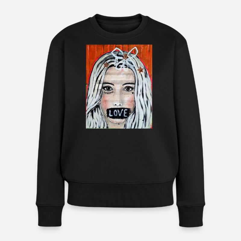 Spread LOVE - Frauen Premium Bio Pullover - Schwarz