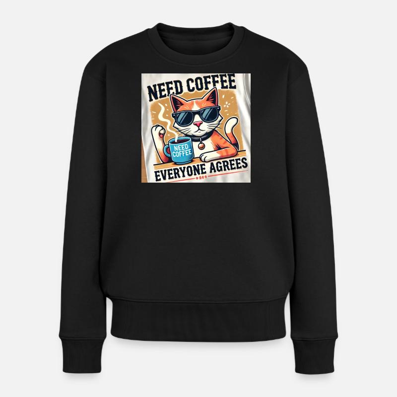 Chat café - Pull Premium bio Femme - noir