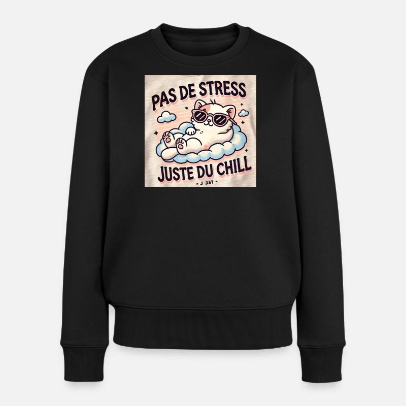 Chat chill - Pull Premium bio Femme - noir