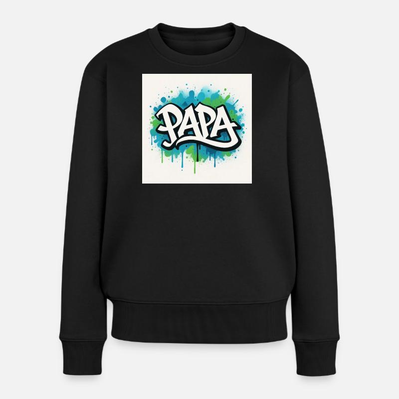 Graffiti Stil Papa Illustration - Frauen Premium Bio Pullover - Schwarz