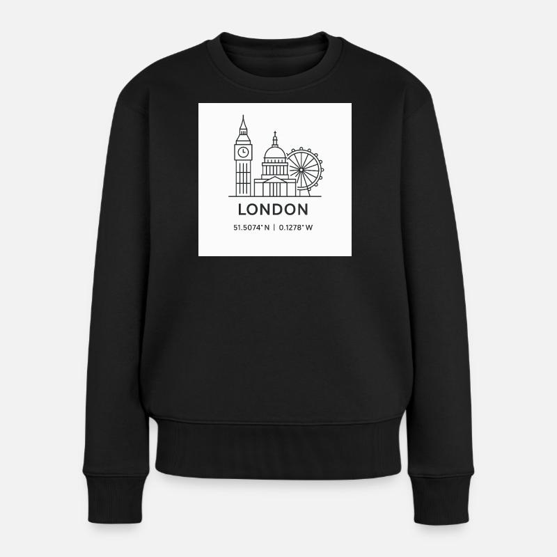 London Linienkunst Silhouette Wahrzeichen - Frauen Premium Bio Pullover - Schwarz