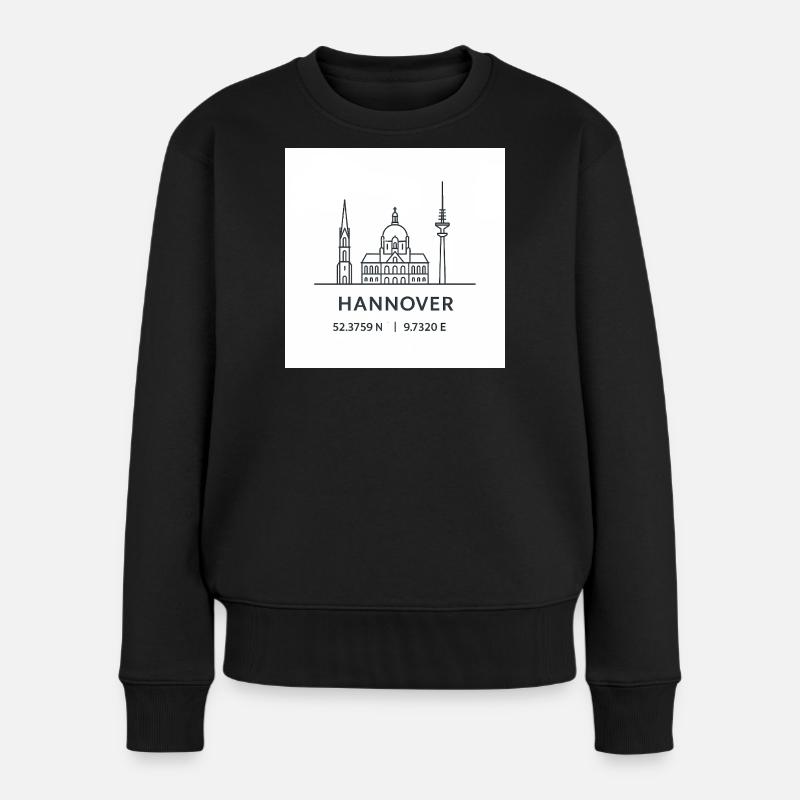 Hannover Linienkunst Silhouette Wahrzeichen - Frauen Premium Bio Pullover - Schwarz