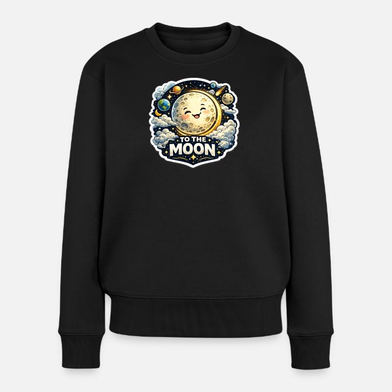 To The Moon - Frauen Premium Bio Pullover - Schwarz