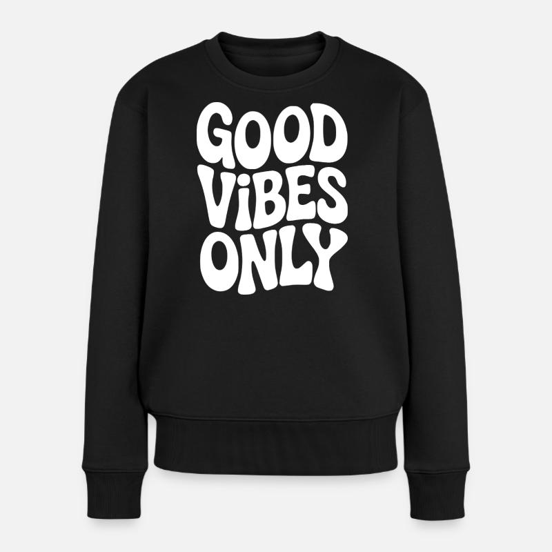 Vibing Typografie in Weiß - Frauen Premium Bio Pullover - Schwarz