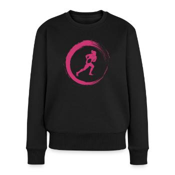Rugby Frauenpower - Frauen Premium Bio Pullover - Schwarz - Vorne - Julia (174cm)