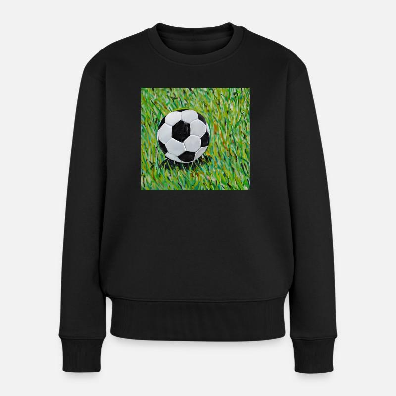 Fußball Gemälde - Frauen Premium Bio Pullover - Schwarz
