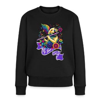 Melodische Liebe: Flötenklänge - Frauen Premium Bio Pullover - Schwarz - Vorne - Julia (174cm)