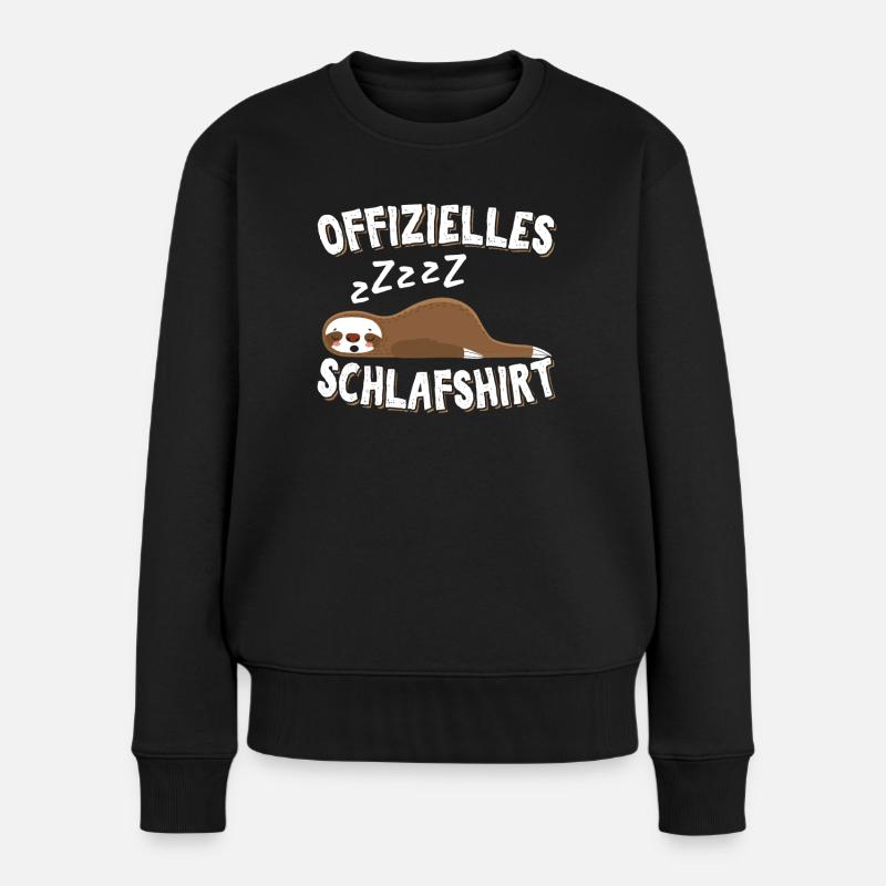 Offizielles Schlafshirt mit schlafendem Faultier - Frauen Premium Bio Pullover - Schwarz