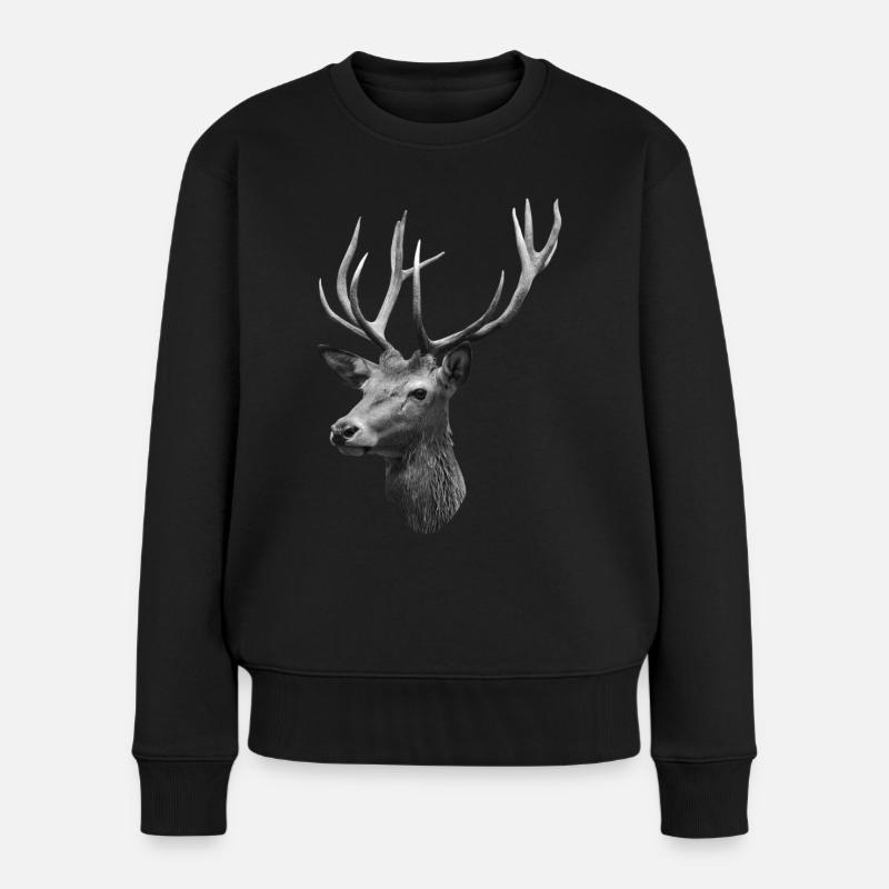 Deer head - Women's Premium Organic Jumper - black